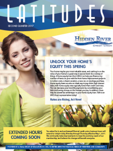 Front of Second Quarter 2017 Newsletter with lady smiling and a headline that reads "Unlock Your Home's Equity This Spring"