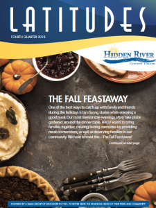 Fourth Quarter 2018 Newsletter Hidden River Credit Union. Headline reads, "The Fall Feastaway"