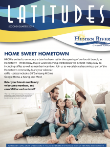 Home Sweet Hometown cover of newsletter with picture of family smiling