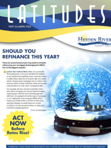 Front page of Hidden River Credit Union First Quarter 2020 Newletter