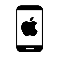 black mobile icon with apple logo in center