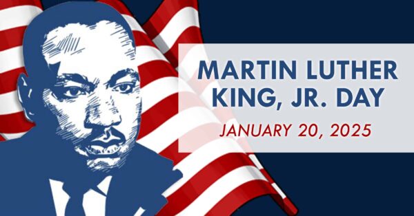 MLK face on American Flag with January 2025.