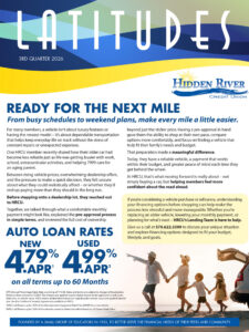 Cover page for the Q3 Newsletter highlighting our auto loan promo "Ready for the Next Mile."