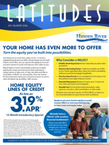 Cover page of 4th quarter newsletter - front page promoting HELOC rate of 3.19% APR 12-month introductory special.